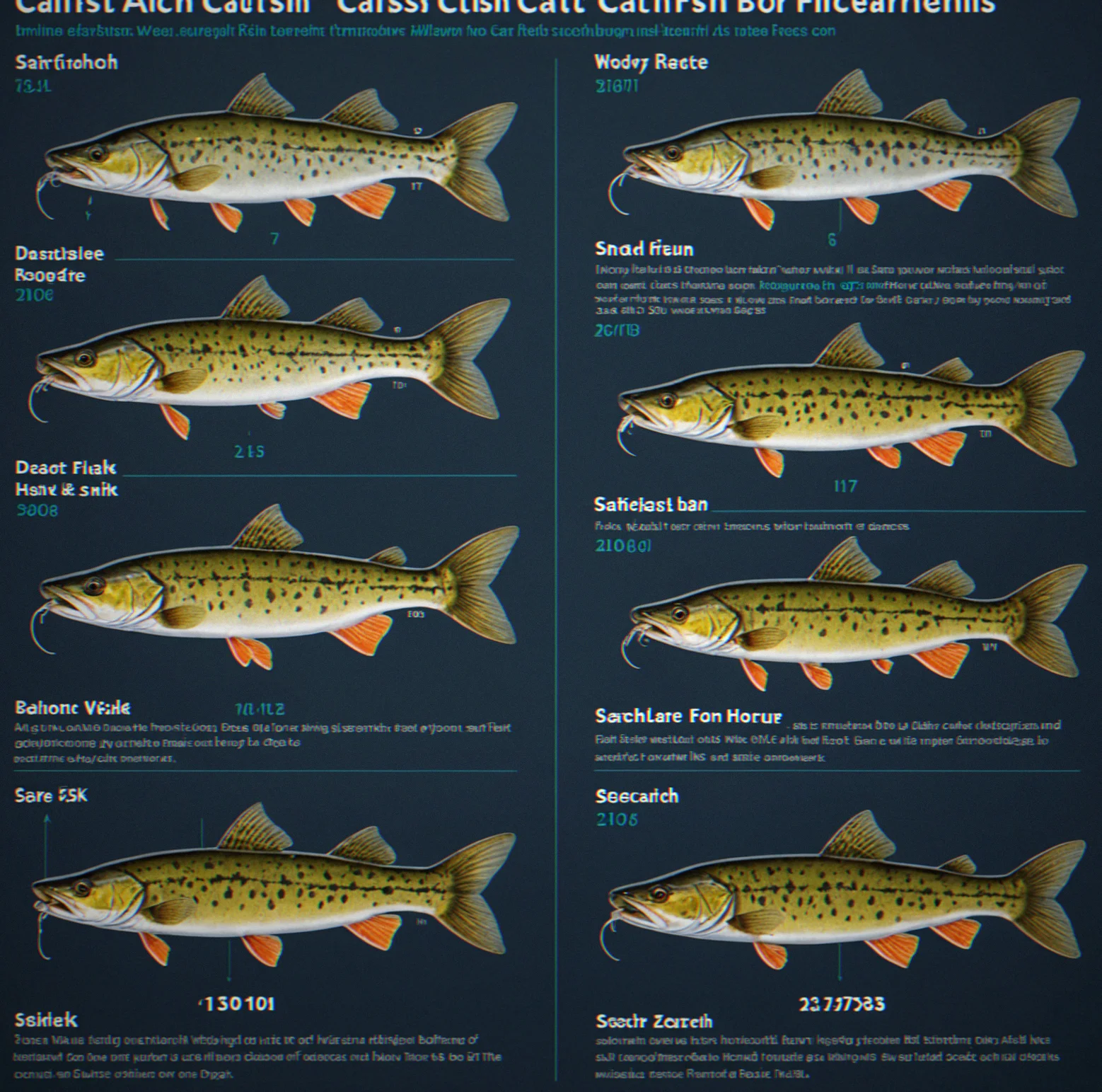 Timeline chart showing catfish catch success rates by hour and water temperature throughout the year